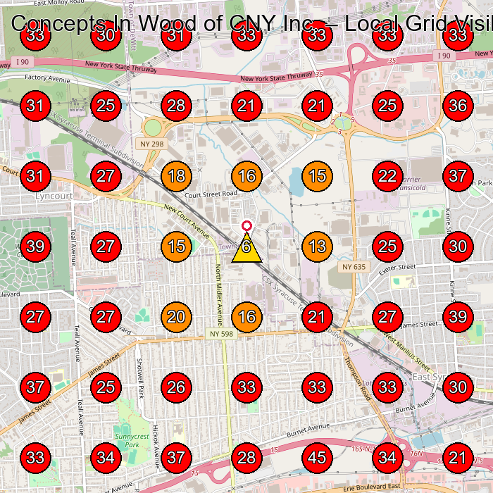 Concepts In Wood of CNY Inc. GeoGrid visibility map for Construction Company in Kirkville